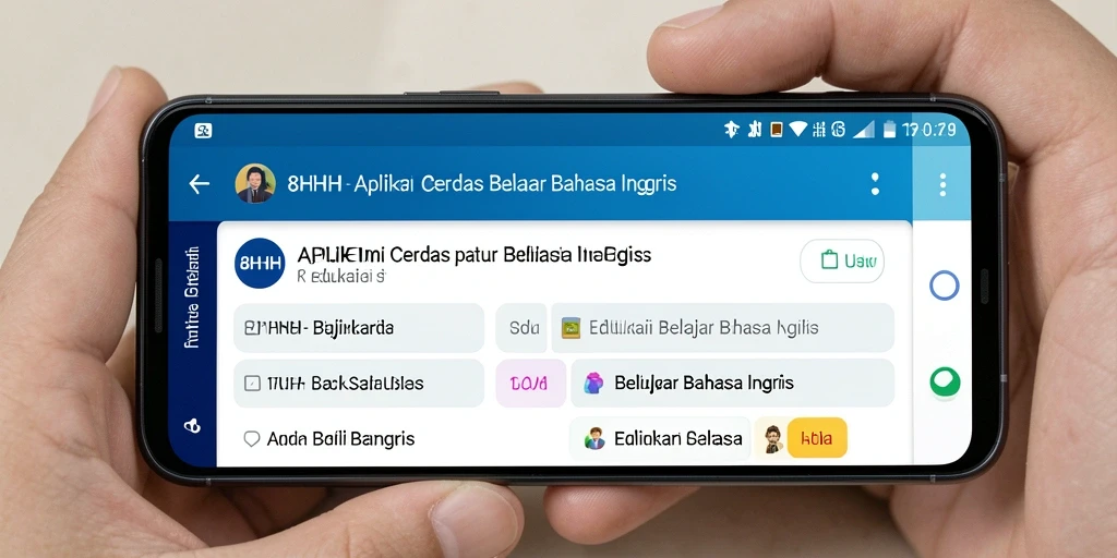 Antarmuka menarik dan fungsional dari aplikasi belajar Bahasa Inggris 8HHH.