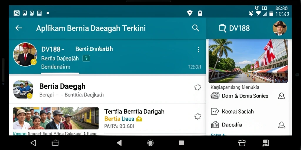 Tampilan antarmuka intuitif DV188 untuk akses berita daerah.