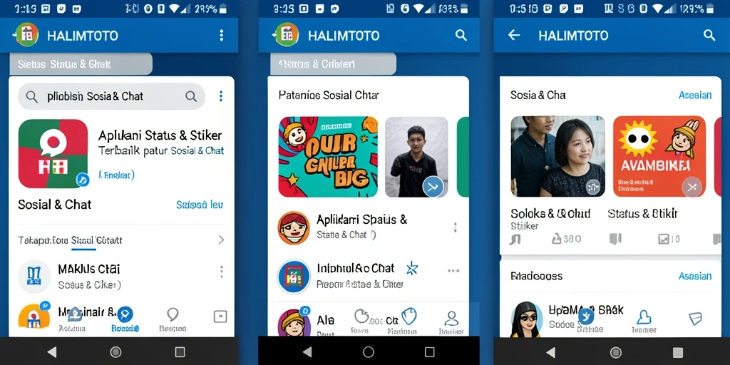 Tampilan antarmuka HALIMTOTO dengan berbagai stiker menarik.