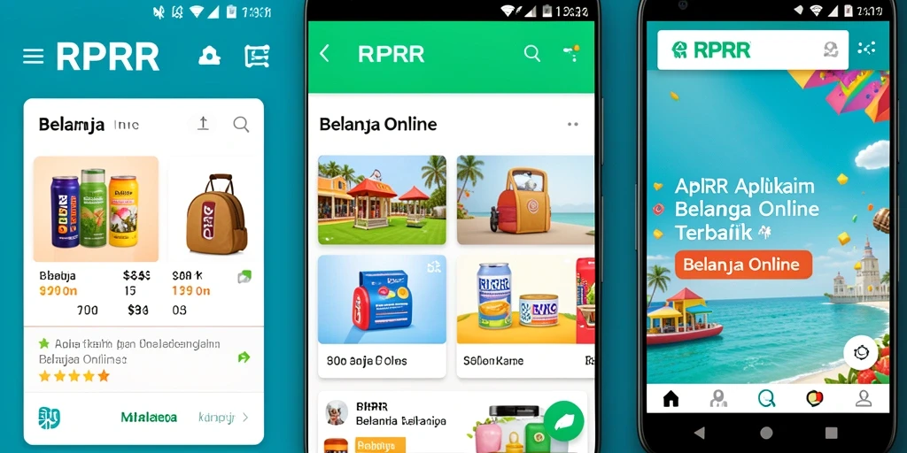 Antarmuka aplikasi RPRR untuk belanja online yang mudah digunakan.